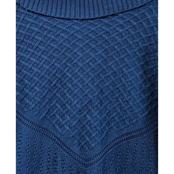 CHICO'S 3 Women XL Sweater Dark Turquoise Cowl Neck Chunky Knit Cotton Blend 48 - Picture 5 of 8